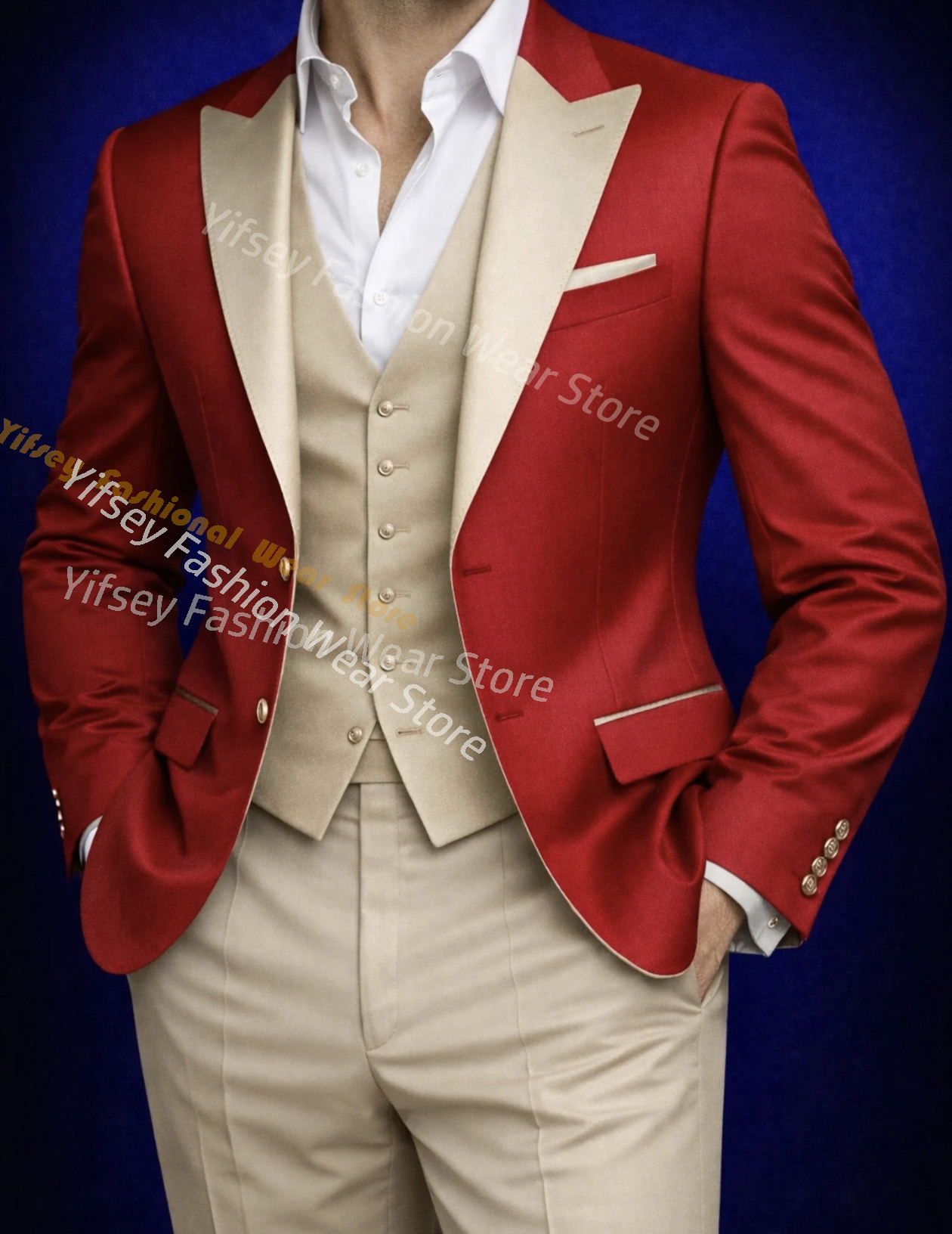 Mens Grooming Brand - Ensemble de costume complet rouge pour