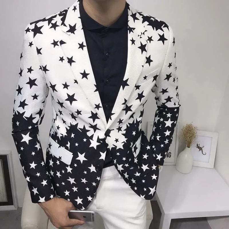 Mens Grooming Brand - Blazers ajustés à imprimé étoiles Nouveauté