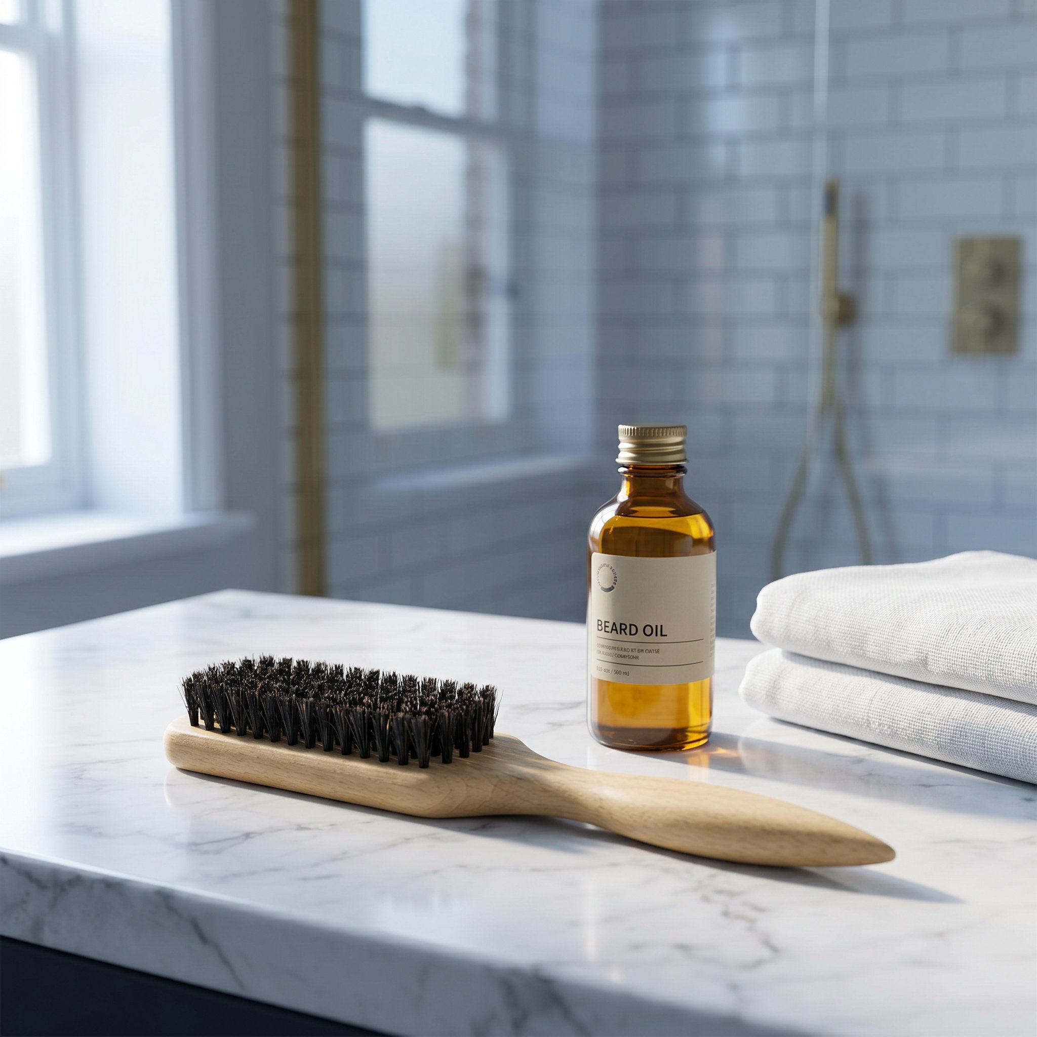 Men'S Grooming Brush - Petite brosse à barbe douce, manche