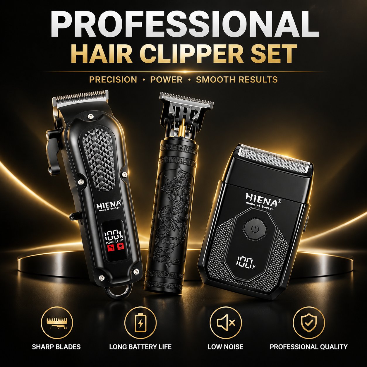 Mens Grooming Kit Case - Kit de barbier professionnel 3 en