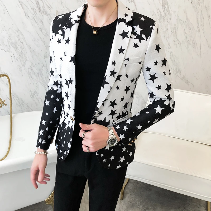 Blazers ajustés à imprimé étoi - Mens Grooming Brand avis et prix
